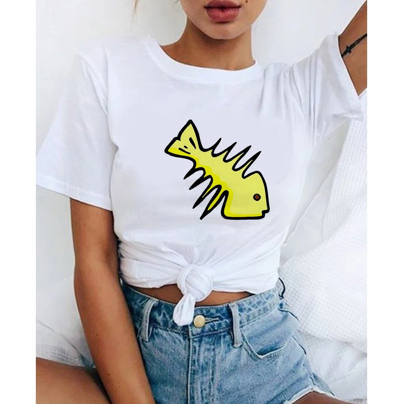 Cute Fishbone Print T-shirt Women Casual Lovely FunnyT-shirt For Lady Girl Short Sleeve Top Tee Female t shirt Woman Clothing
Cute Fishbone Print T-shirt Women Casual Lovely FunnyT-shirt For Lady Girl Short Sleeve Top Tee Female t shirt Woman Clothing