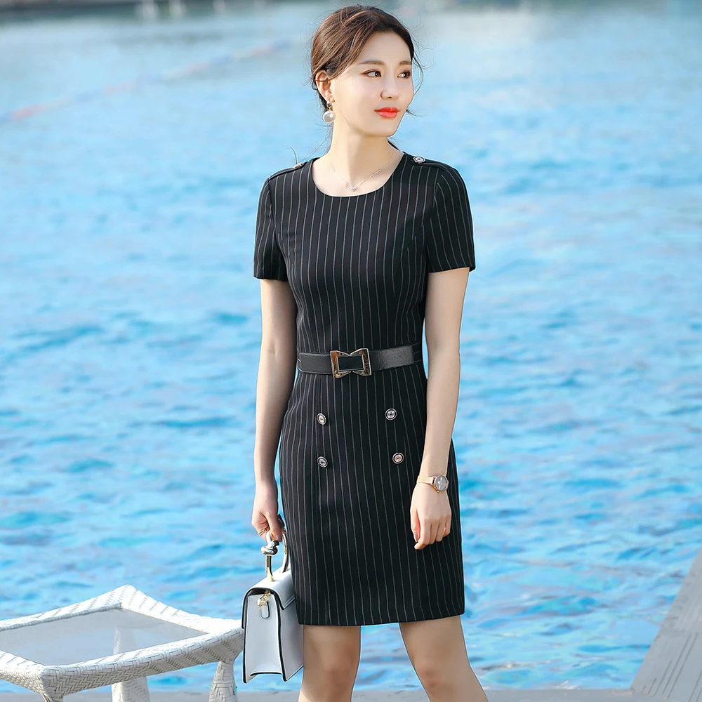 S-5XL Women Short Sleeve Square Collar Striped Dress Office Lady Black Above Knee Mini Sheath Work Summer Dress With Sashes
S-5XL Women Short Sleeve Square Collar Striped Dress Office Lady Black Above Knee Mini Sheath Work Summer Dress With Sashes