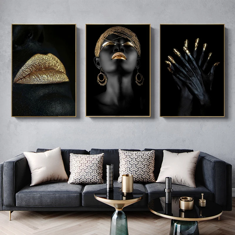 Black Woman Gold Lips Canvas Painting Golden Mouth Posters and Prints Scandinavian Wall Art Modern Picture for Living Room Decor
Black Woman Gold Lips Canvas Painting Golden Mouth Posters and Prints Scandinavian Wall Art Modern Picture for Living Room Decor