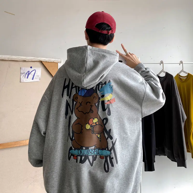 Printed Bear Hoodies Sweatshirt Mens Long Sleeve Tops Loose Casual Sports Outerwear Male Streetwear Spring Autumn Oversize M-5XL 
Printed Bear Hoodies Sweatshirt Mens Long Sleeve Tops Loose Casual Sports Outerwear Male Streetwear Spring Autumn Oversize M-5XL