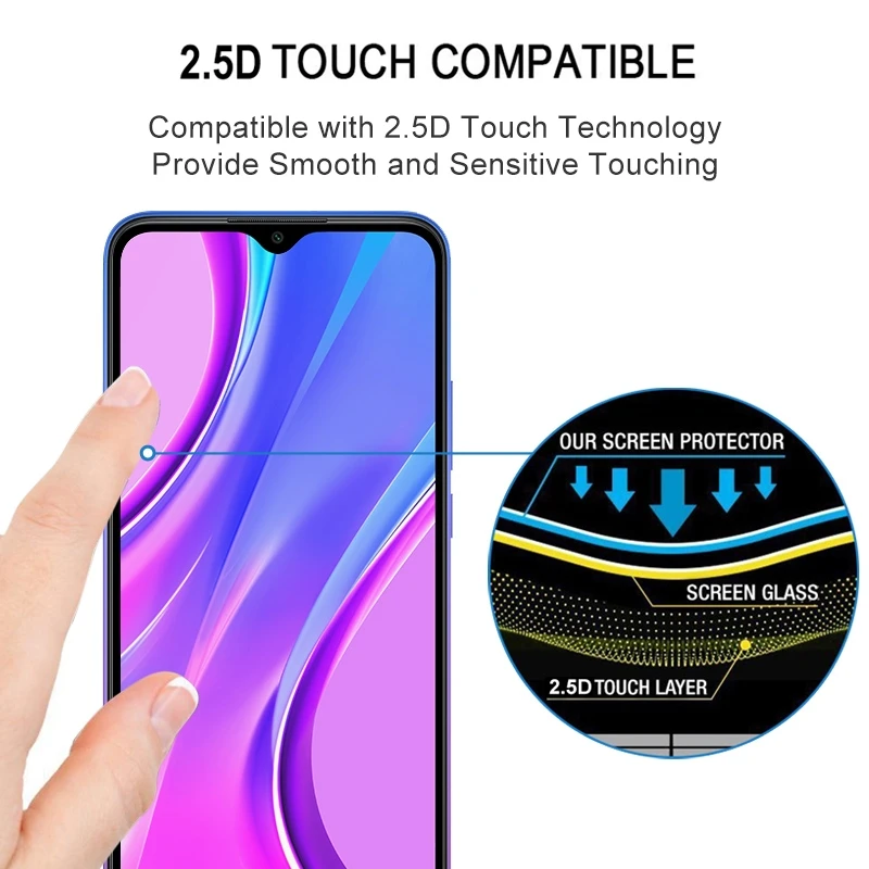 Для Xiaomi Redmi 9 полный клей экран Закаленное стекло пленка мобильный телефон