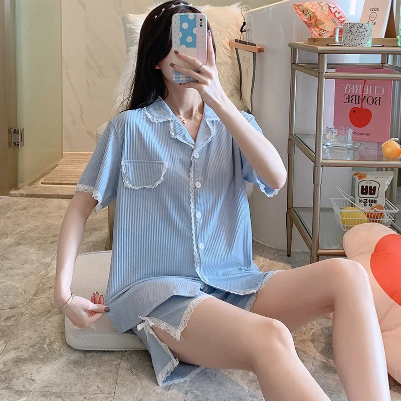 Синяя простая Пижама, женский летний свободный хлопковый костюм в Корейском стиле с коротким рукавом, кардиган, Студенческая весенне-осенн...
Синяя простая Пижама, женский летний свободный хлопковый костюм в Корейском стиле с коротким рукавом, кардиган, Студенческая весенне-осенн...