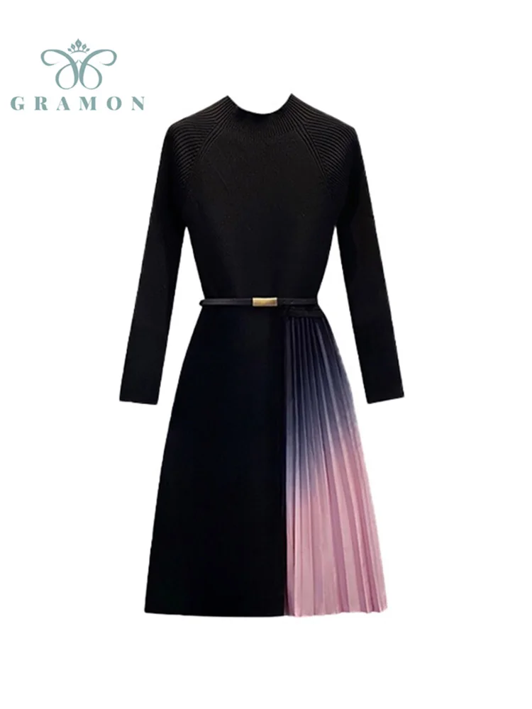 Long Knitted Oversized Women Sweater Bottoming Dress O Neck Patchwork Slim High Street Vestidos Midi Pleated Dresses 2021 Autumn
Long Knitted Oversized Women Sweater Bottoming Dress O Neck Patchwork Slim High Street Vestidos Midi Pleated Dresses 2021 Autumn