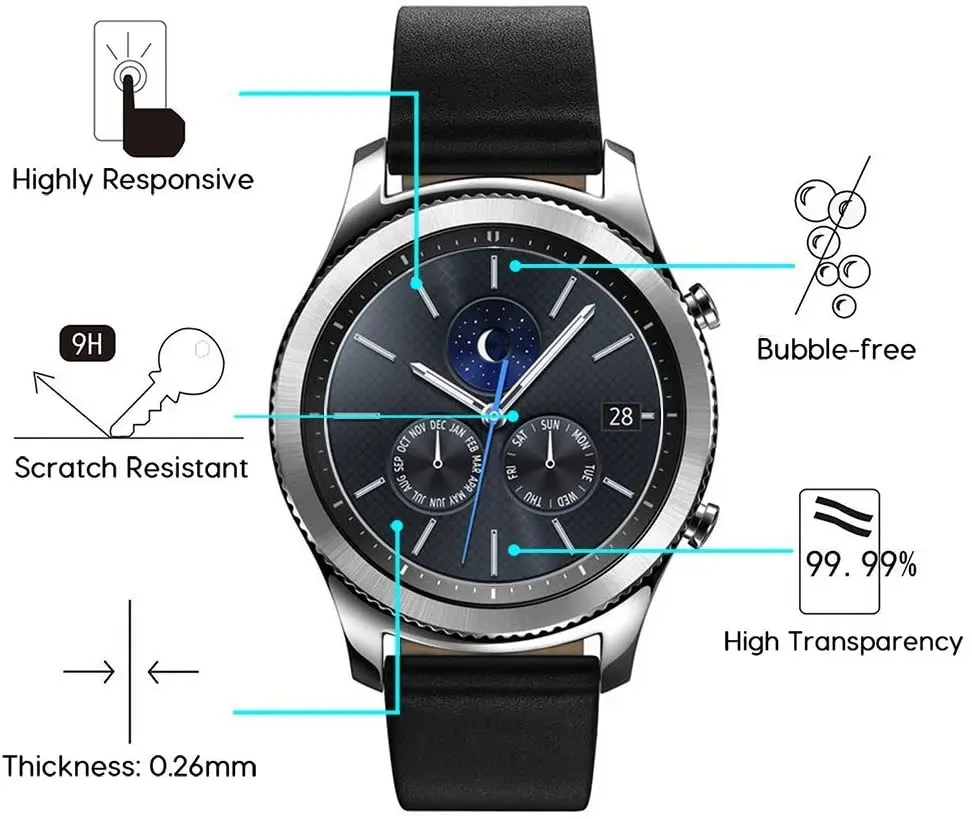 Для Samsung Galaxy Watch 3 Защитная пленка из закаленного стекла для 41 мм и 45 5 шт. |