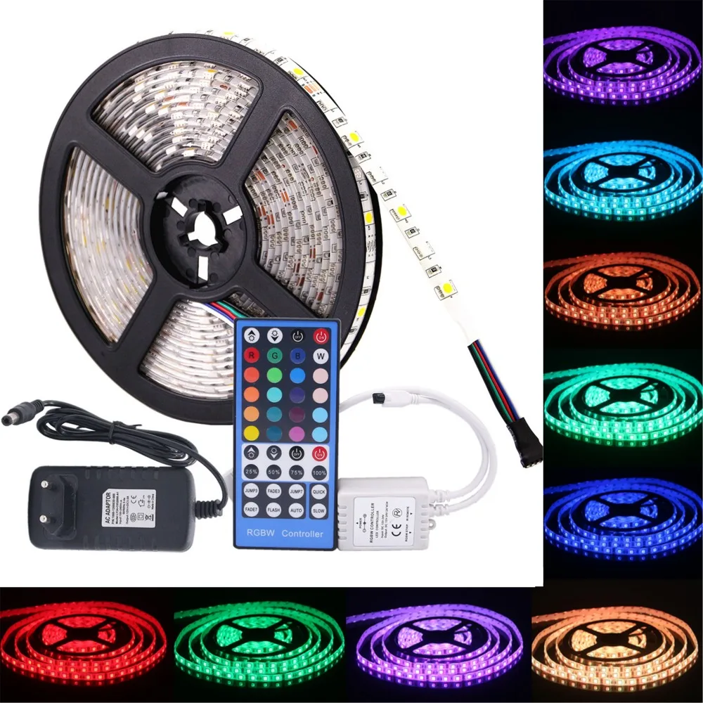 SMD 5050 RGB Светодиодные ленты Водонепроницаемый DC 12 В 5 м 300LED RGBW rgbww светодиодные