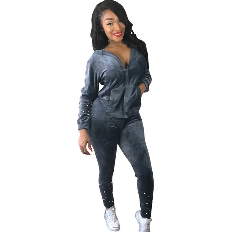 Pearl Casual Tracksuits for Women Velvet Two Piece Sets Long Sleeve Zipper Jacket Top+Long Pant Outfits 2 Pcs Hooded Sweat Suits
Pearl Casual Tracksuits for Women Velvet Two Piece Sets Long Sleeve Zipper Jacket Top+Long Pant Outfits 2 Pcs Hooded Sweat Suits