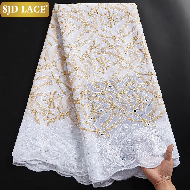 SJD LACE White Embroidery Golden African Dry Lace Fabric With Stones Swiss Voile Lace In Switzerland For Everyone Garments A2361
SJD LACE White Embroidery Golden African Dry Lace Fabric With Stones Swiss Voile Lace In Switzerland For Everyone Garments A2361