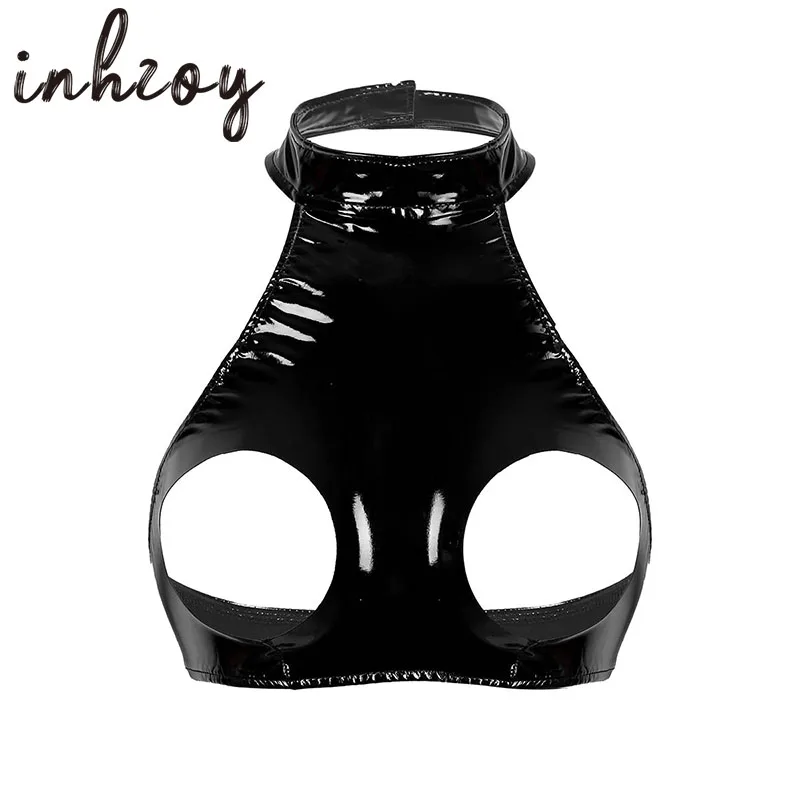 Sexy Latex Top Women Sleeveless Wet Look Faux Leather Crop Top Club Wear Halter Neck Backless Open Bust Cropped Exotic Tank Tops
Sexy Latex Top Women Sleeveless Wet Look Faux Leather Crop Top Club Wear Halter Neck Backless Open Bust Cropped Exotic Tank Tops