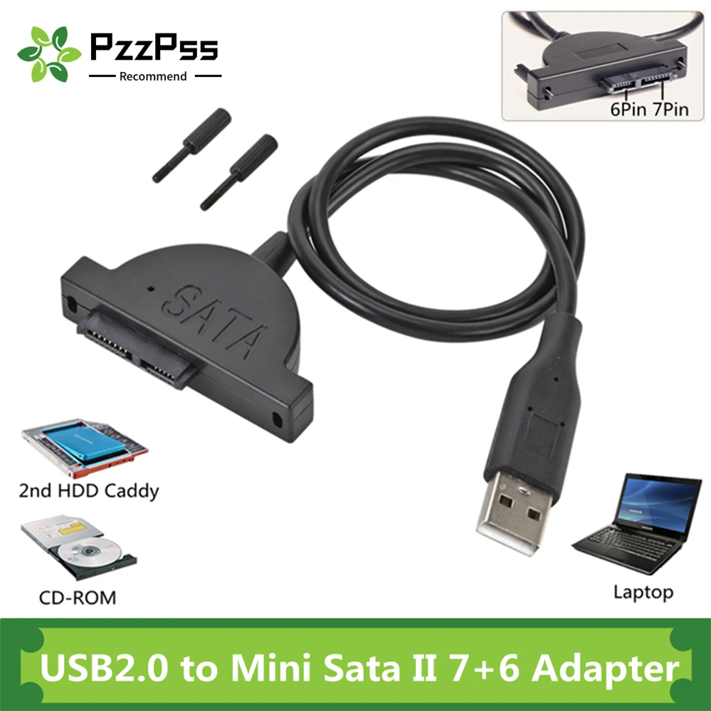 Адаптер PzzPss USB 2 0 для Mini Sata II 7 + 6 13Pin адаптер ноутбука CD/DVD ROM преобразователь Slim Line