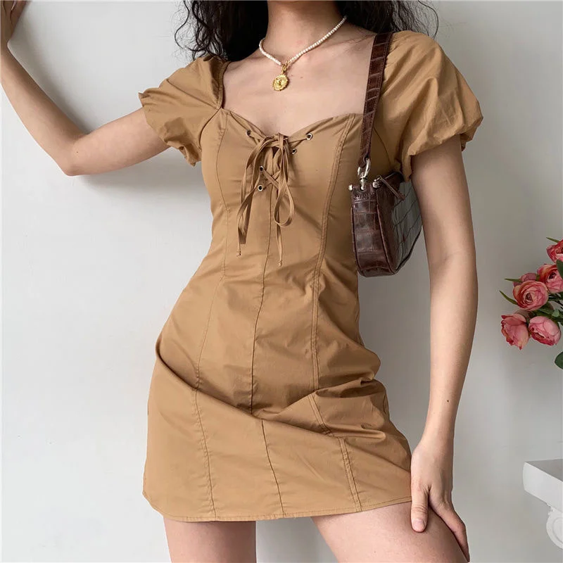 Dresses For Women 2021 Summer Korean Fashion Women Clothing Vintage Dress Bubble Sleeve Casual Dress Slim Short Sleeve Blouses
Dresses For Women 2021 Summer Korean Fashion Women Clothing Vintage Dress Bubble Sleeve Casual Dress Slim Short Sleeve Blouses