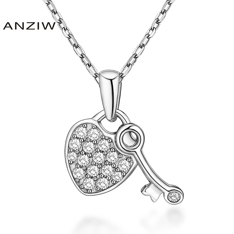 ANZIW Luxury 925 Sterling Silver Pendant Necklace for Women Solid Key Heart Lover Long Chain Necklace Wedding Silver Jewelry
ANZIW Luxury 925 Sterling Silver Pendant Necklace for Women Solid Key Heart Lover Long Chain Necklace Wedding Silver Jewelry