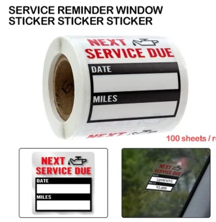 Oil Change Service Reminder Stickers Window Sticker Adhesive Labels Car 100 Labels/Roll Oil Change/Service Stickers Accessories
Oil Change Service Reminder Stickers Window Sticker Adhesive Labels Car 100 Labels/Roll Oil Change/Service Stickers Accessories
