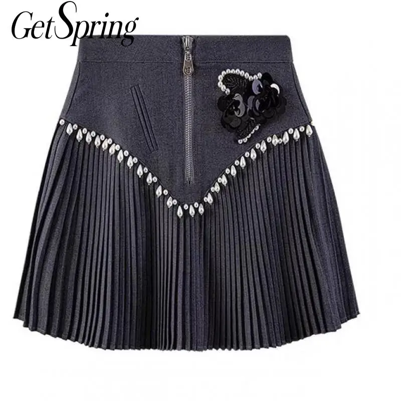 Getspring Women Skirt Beaded Patchwork High Waist Pleated Skirts Women All Match Vintage Sexy Short Pleated Skirts Woman 2021
Getspring Women Skirt Beaded Patchwork High Waist Pleated Skirts Women All Match Vintage Sexy Short Pleated Skirts Woman 2021