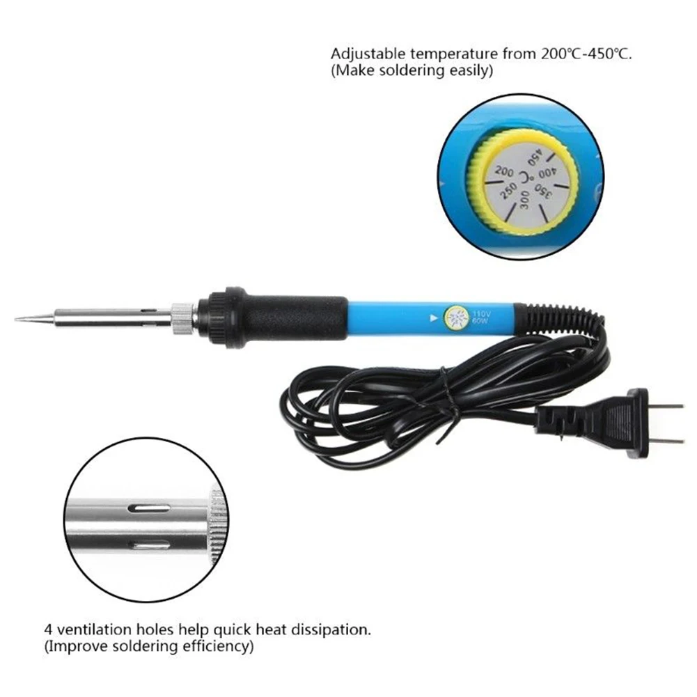 110V/220V 60W Adjustable Electric Temperature Welding Soldering Iron Tool Kit plug, EU plug
110V/220V 60W Adjustable Electric Temperature Welding Soldering Iron Tool Kit plug, EU plug