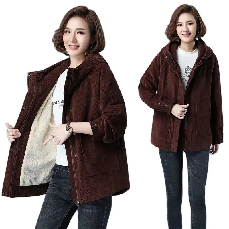 Winter Padded Jacket Women 2021 New Plus Velvet Coat Loose Large Size Corduroy Short Cotton Jackets Female Flocking Outwear A337
Winter Padded Jacket Women 2021 New Plus Velvet Coat Loose Large Size Corduroy Short Cotton Jackets Female Flocking Outwear A337