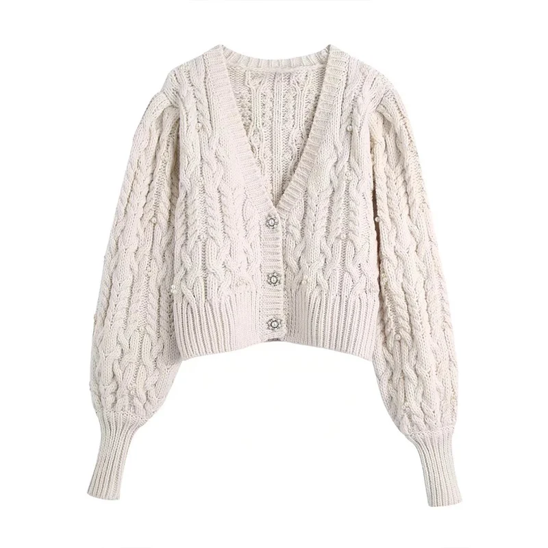 Women Casual Cardigan Sweaters 2021 Autumn Solid Pearl V-Neck Single Breasted Female Elegant Street Ribbed Sweater Clothing
Women Casual Cardigan Sweaters 2021 Autumn Solid Pearl V-Neck Single Breasted Female Elegant Street Ribbed Sweater Clothing