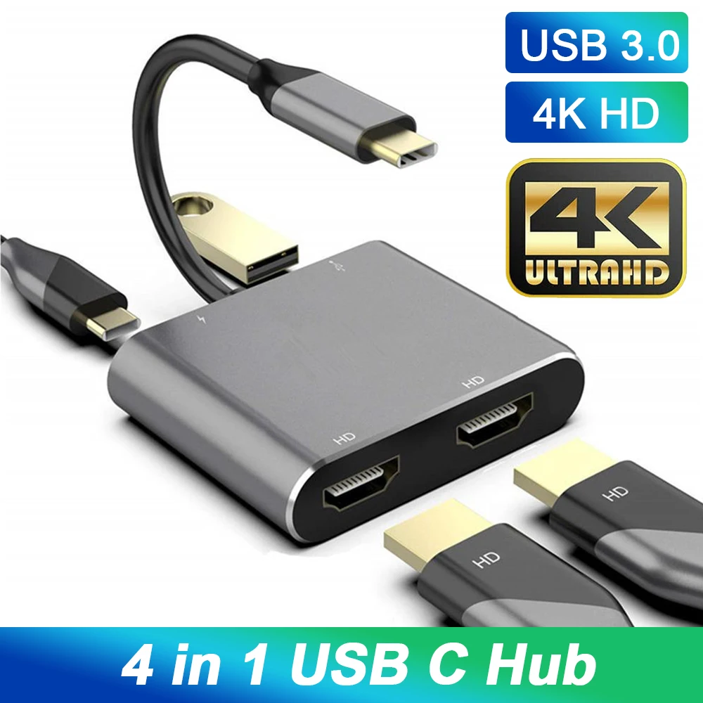 Type C HD Adapter 4K USB C to Dual HDMI-compatible USB 3.0 PD Charge Port USB-C Converter for MacBook Samsung Dex Galaxy S10/S9
Type C HD Adapter 4K USB C to Dual HDMI-compatible USB 3.0 PD Charge Port USB-C Converter for MacBook Samsung Dex Galaxy S10/S9