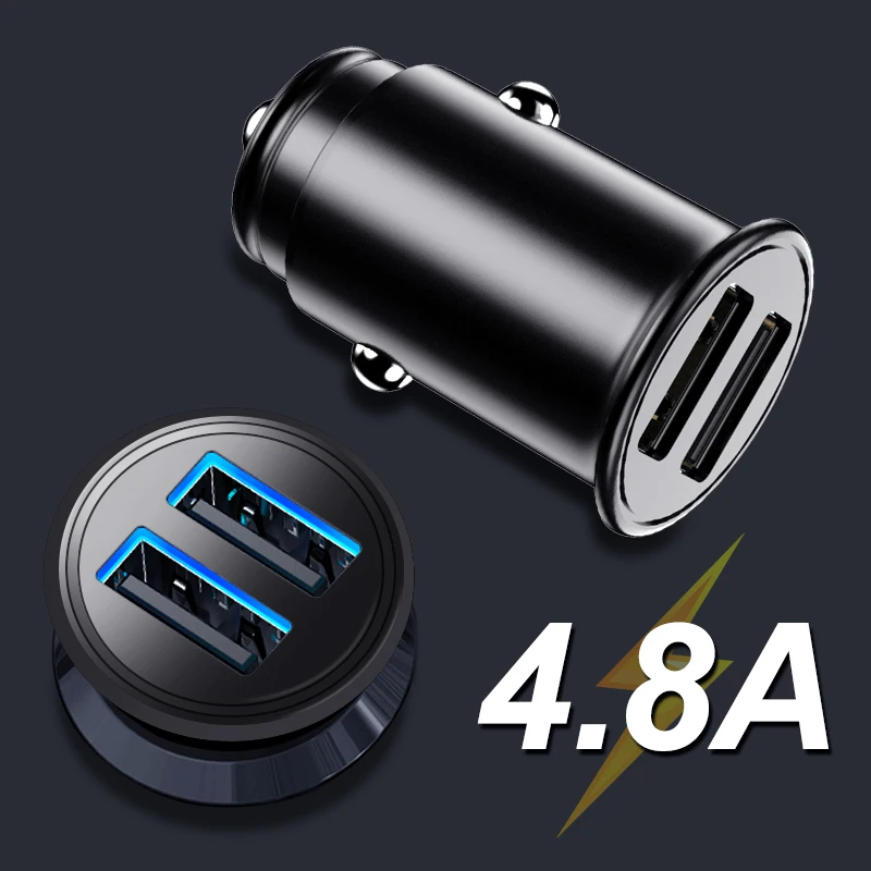 2.4A 5V Alloy Dual Cigarette Lighter USB Car Charger 2 Port Fast Car Charger Power Adapter For All Smart Phones 12-24V
2.4A 5V Alloy Dual Cigarette Lighter USB Car Charger 2 Port Fast Car Charger Power Adapter For All Smart Phones 12-24V