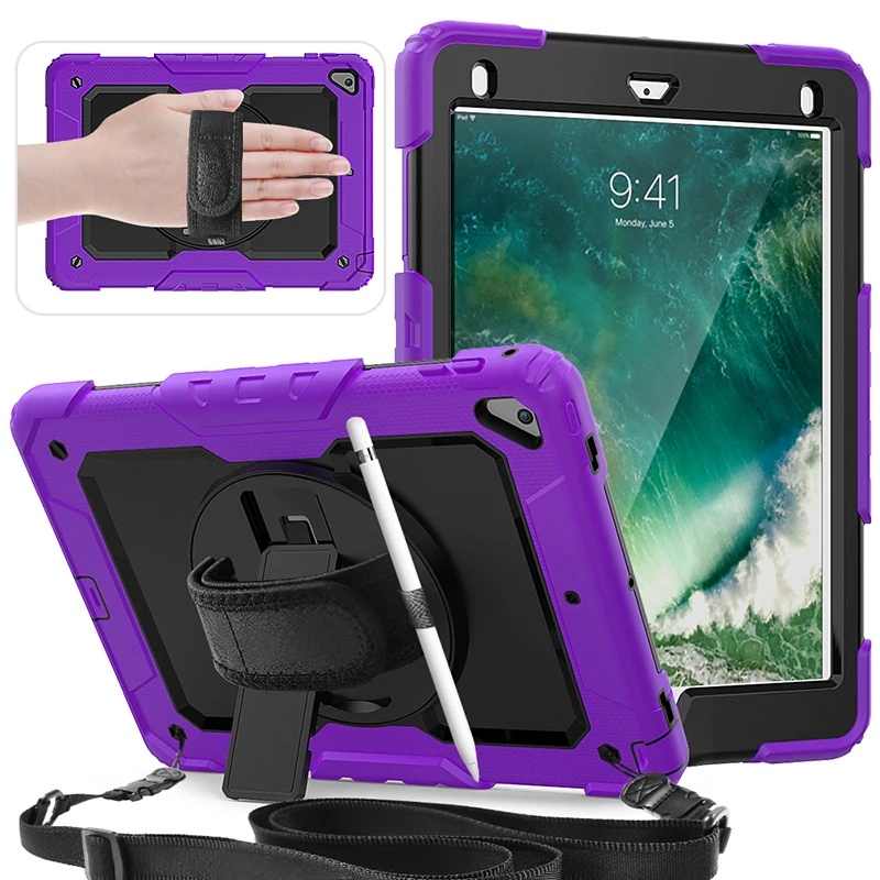 360 Rotation Hand Strap Protective Cover With Screen Protector For Funda Ipad 2017 2018 Case
360 Rotation Hand Strap Protective Cover With Screen Protector For Funda Ipad 2017 2018 Case