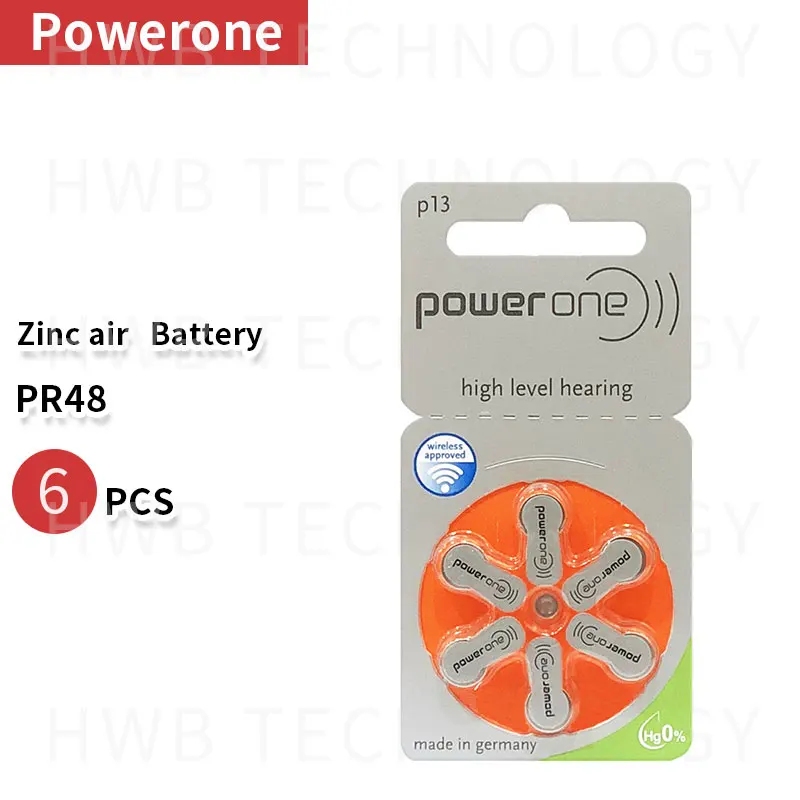 1 упаковка (6 шт.) высококачественная Оригинальная батарея PowerOne PR48 P13 A13 S13 цинковая
