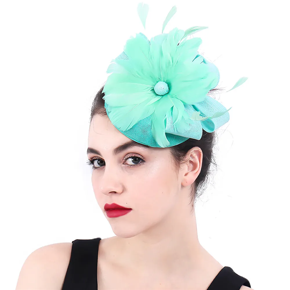 Смарагдово-зеленый свадебный фасцинатор с зажимом для волос, головной убор федора с пером для женщин, пиллбокс шляпка для вечеринки, аксессуары для платья