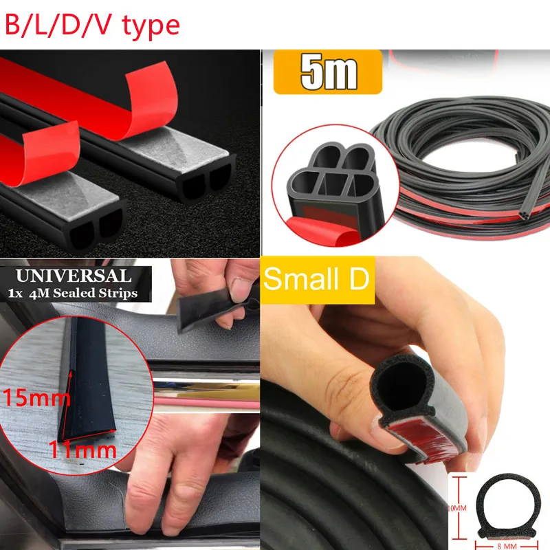4 Meters Shape B/L/D/V Door Seal Strip Rubber Noise Insulation Weatherstrip Soundproof Car Seal Strong Adhensive
4 Meters Shape B/L/D/V Door Seal Strip Rubber Noise Insulation Weatherstrip Soundproof Car Seal Strong Adhensive