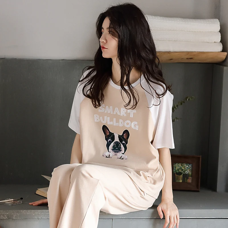 Funny Cartoon Smart Bulldog Printing Cute Women Pajamas Set Plus Size Casual Cotton Short Sleeve Summer Girls Homewear Sleepwear
Funny Cartoon Smart Bulldog Printing Cute Women Pajamas Set Plus Size Casual Cotton Short Sleeve Summer Girls Homewear Sleepwear