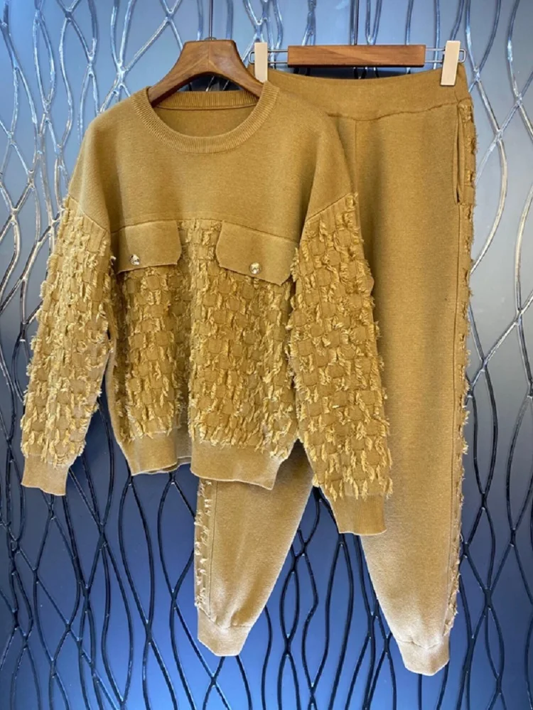 Top Quality Sweater Sets 2021 Autumn Winter 2 Piece Wool Set Women Tassel Knitted Loose Pullovers+Wool Knitting Pants Set Casual
Top Quality Sweater Sets 2021 Autumn Winter 2 Piece Wool Set Women Tassel Knitted Loose Pullovers+Wool Knitting Pants Set Casual