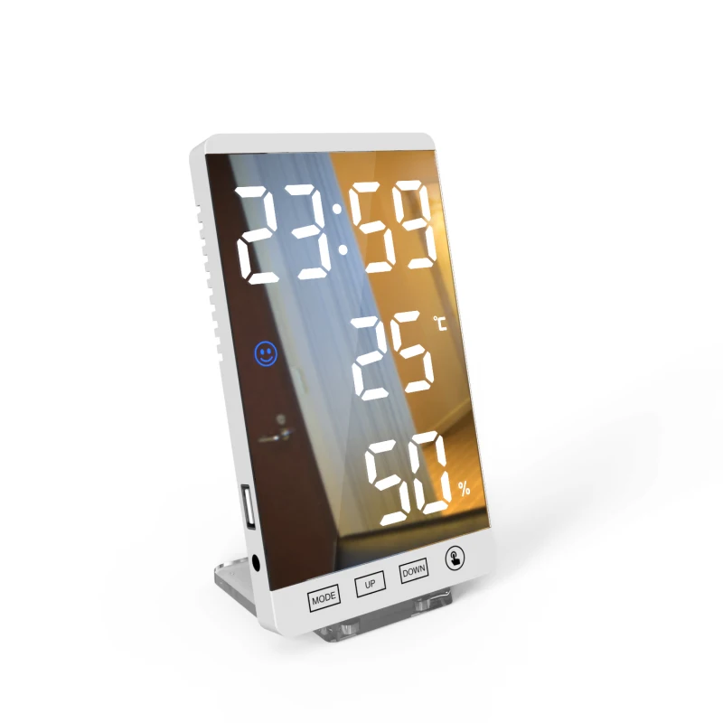 

Зеркальные светодиодсветодиодный часы-будильник 6 дюймов, цифровые часы с сенсорной кнопкой, светодиодные часы с отображением времени, тем...