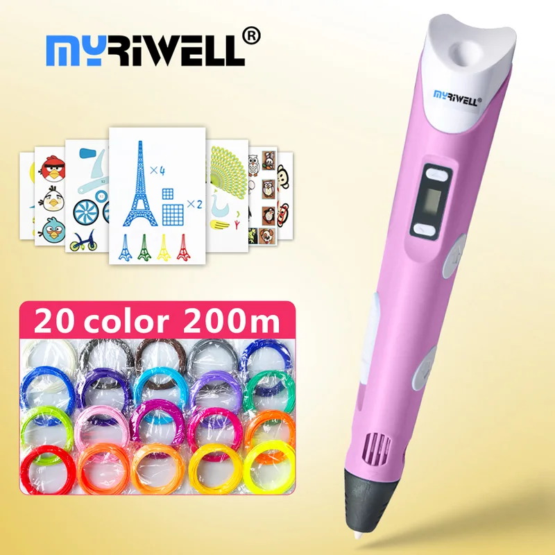 3d ручки myriwell + нить из пла/АБС пластика 20*5 м ручка 3 d креативная для печати