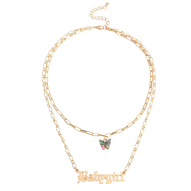 Fashon Women Necklace Jewelry Long Alphabet Letters Babygirl Abalone Shell Double Layer Butterfly Choker Necklaces For Girls
Fashon Women Necklace Jewelry Long Alphabet Letters Babygirl Abalone Shell Double Layer Butterfly Choker Necklaces For Girls