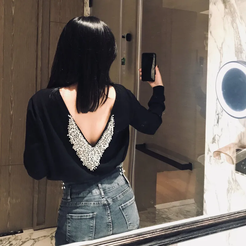 Cardigan Feminino Women's Sweater 2020 Spring New Heavy Industry Rhinestone Inlaid Back Sexy V-neck Open Knitted Pullover Women
Cardigan Feminino Women's Sweater 2020 Spring New Heavy Industry Rhinestone Inlaid Back Sexy V-neck Open Knitted Pullover Women