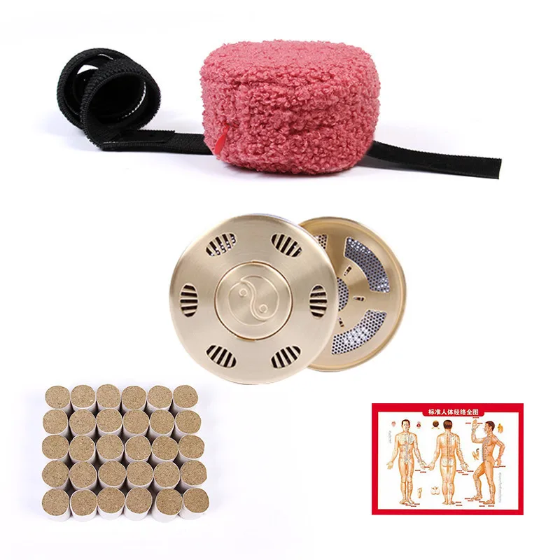 

New Lambswool Smokeless Moxibustion Cover Copper Box Moxa Stick Burn Anti-Smoke Bag Back Body Acupuncture Therapy Massage Tool