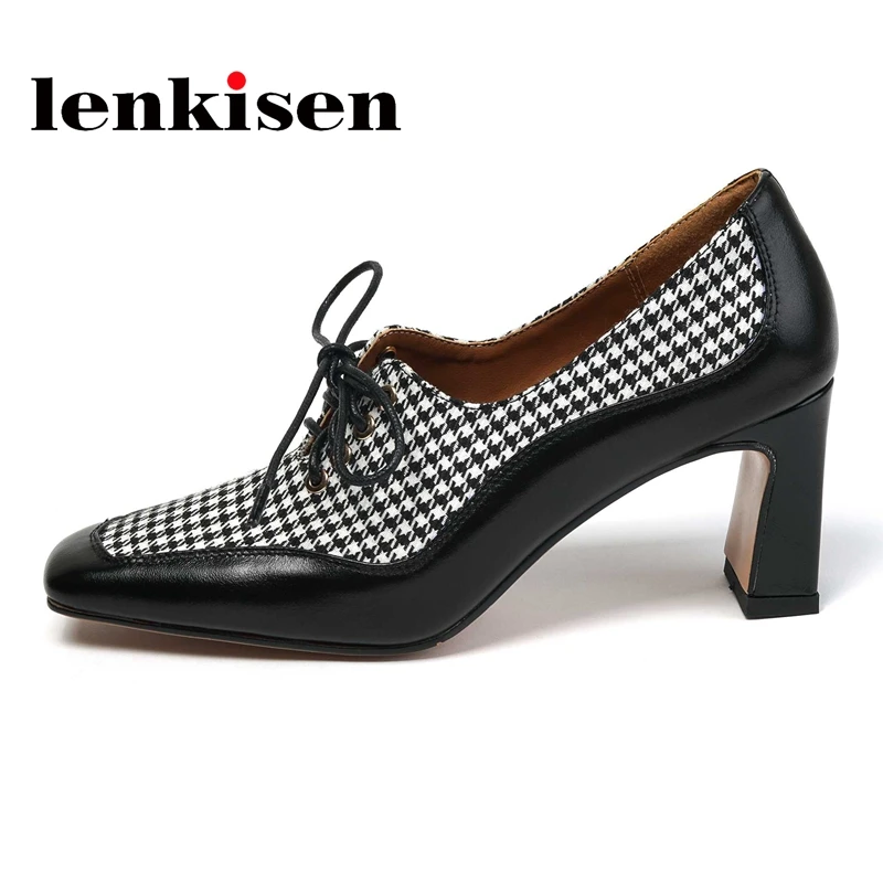 Lenkisen Ранняя весна Новое поступление Лоскутные туфли на высоком квадратном каблуке в клетку женские туфли с перекрестной шнуровкой в стиле ...
Lenkisen Ранняя весна Новое поступление Лоскутные туфли на высоком квадратном каблуке в клетку женские туфли с перекрестной шнуровкой в стиле ...