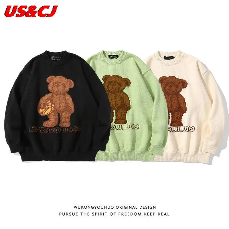 Street Retro Bear Printing Couples Knit Sweater 2021 Autumn Korea Fashion Casual Pullover Harajuku Loose Soft Versatile Tops
Street Retro Bear Printing Couples Knit Sweater 2021 Autumn Korea Fashion Casual Pullover Harajuku Loose Soft Versatile Tops