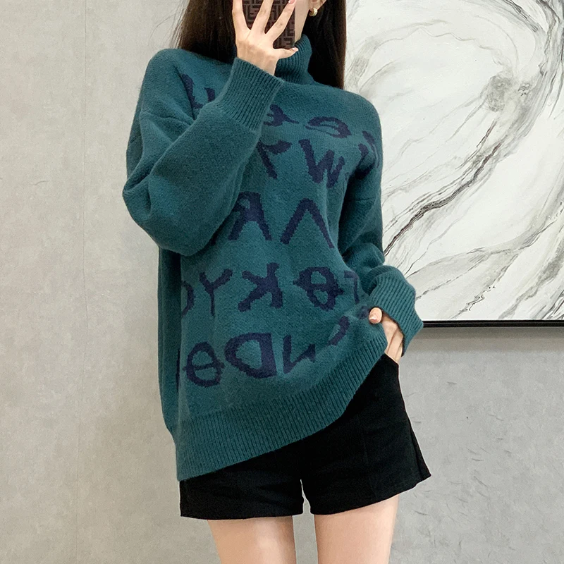 Winter New Turtleneck Women Sweater Tops Fashion Letters Print Long Sleeve Pullovers Knitting Sweaters YOU1106
Winter New Turtleneck Women Sweater Tops Fashion Letters Print Long Sleeve Pullovers Knitting Sweaters YOU1106