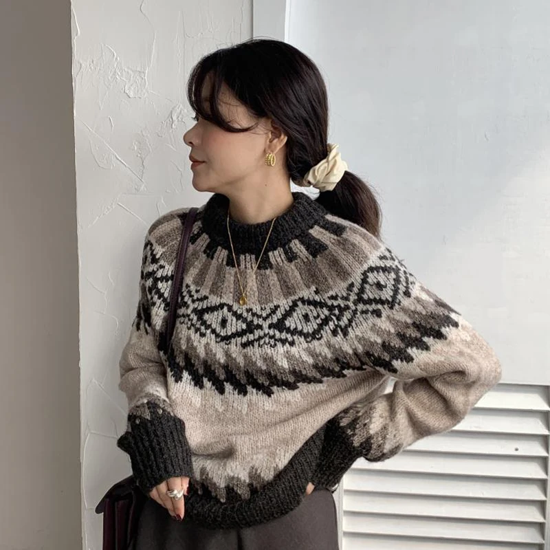 Alien Kitty 2021 New Autumn Pullovers Knitted Sweaters Loose Warm Printing Retro O-Neck Sweater Tops Women Clothing 
Alien Kitty 2021 New Autumn Pullovers Knitted Sweaters Loose Warm Printing Retro O-Neck Sweater Tops Women Clothing