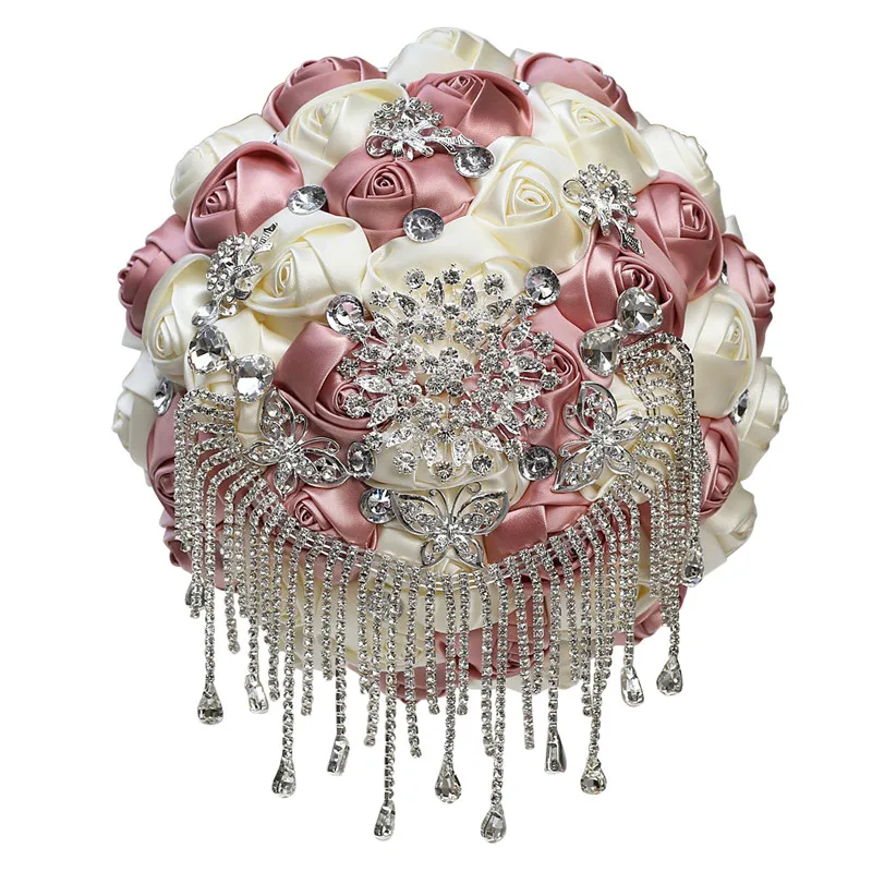 Luxurious Pearl Rhinestones Bride Bridesmaid Brooch Bouquets Nude Pink Satin Rose Bouquets, Wedding Supplies PF009
Luxurious Pearl Rhinestones Bride Bridesmaid Brooch Bouquets Nude Pink Satin Rose Bouquets, Wedding Supplies PF009