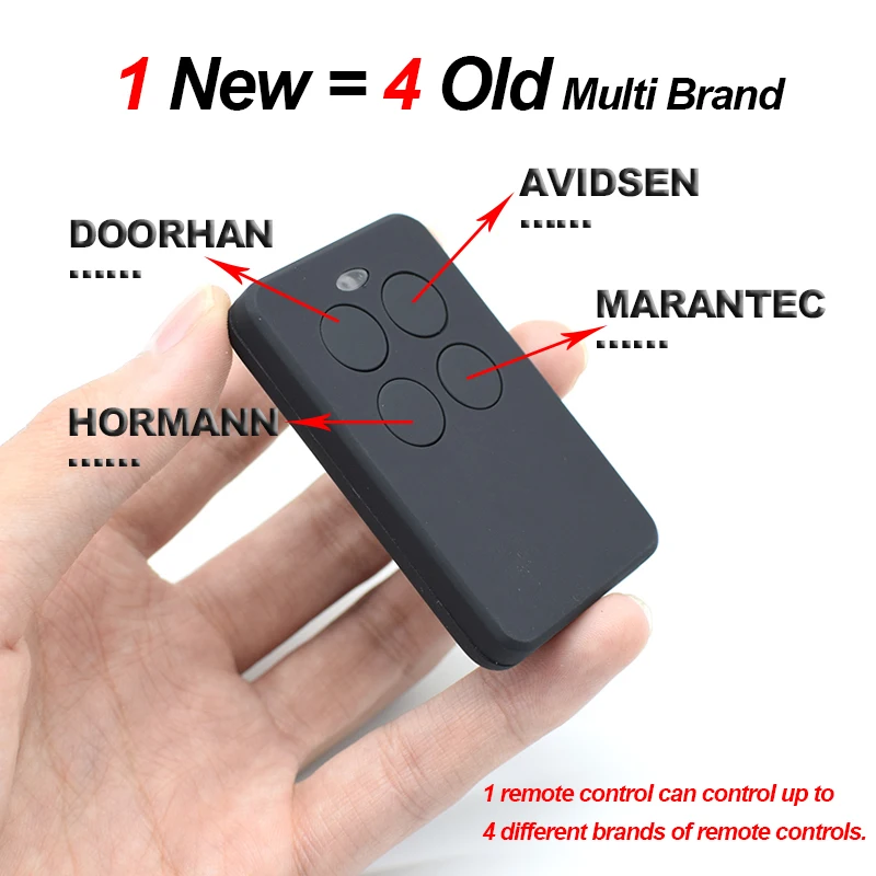 4 in 1 Duplicate Garage Gate Door Remote Control Multi Brand Command Opener Key Fob 433.92mhz 287-868mhz Transmitter
4 in 1 Duplicate Garage Gate Door Remote Control Multi Brand Command Opener Key Fob 433.92mhz 287-868mhz Transmitter
