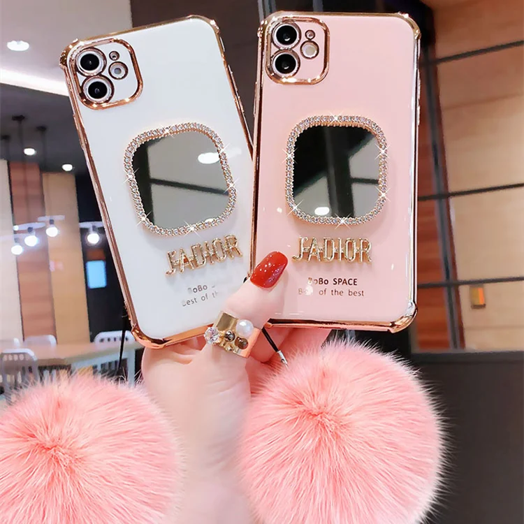 Fashion Luxury brand Plating glitter Makeup mirror Soft Phone Case For iPhone 11 12 Mini 13 Pro Max X XR XS 7 8 Plus Bling cover
Fashion Luxury brand Plating glitter Makeup mirror Soft Phone Case For iPhone 11 12 Mini 13 Pro Max X XR XS 7 8 Plus Bling cover
