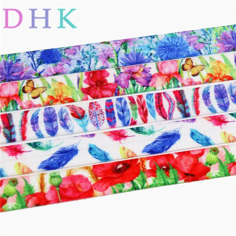 DHK 5/8'' 5yards feather flowers printed Fold Elastic FOE headband headwear hairband DIY decoration OEM E547
DHK 5/8'' 5yards feather flowers printed Fold Elastic FOE headband headwear hairband DIY decoration OEM E547
