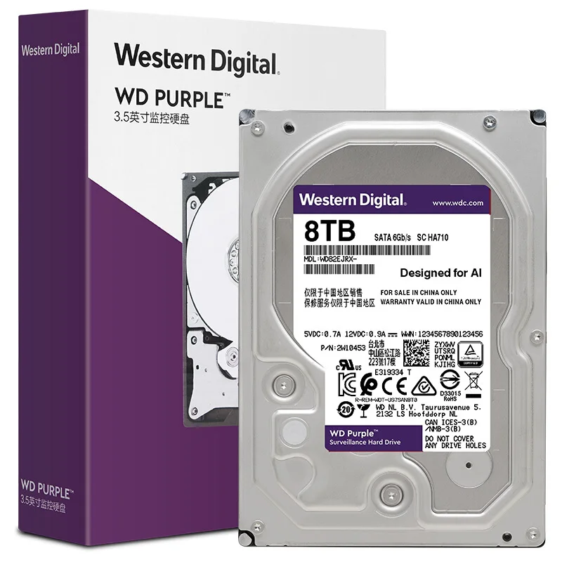 

Western Digital WD Purple Surveillance HDD 1TB 2TB 3TB 4TB SATA 6.0Gb/s 3.5" Hard Drive for Camera AHD DVR IP NVR