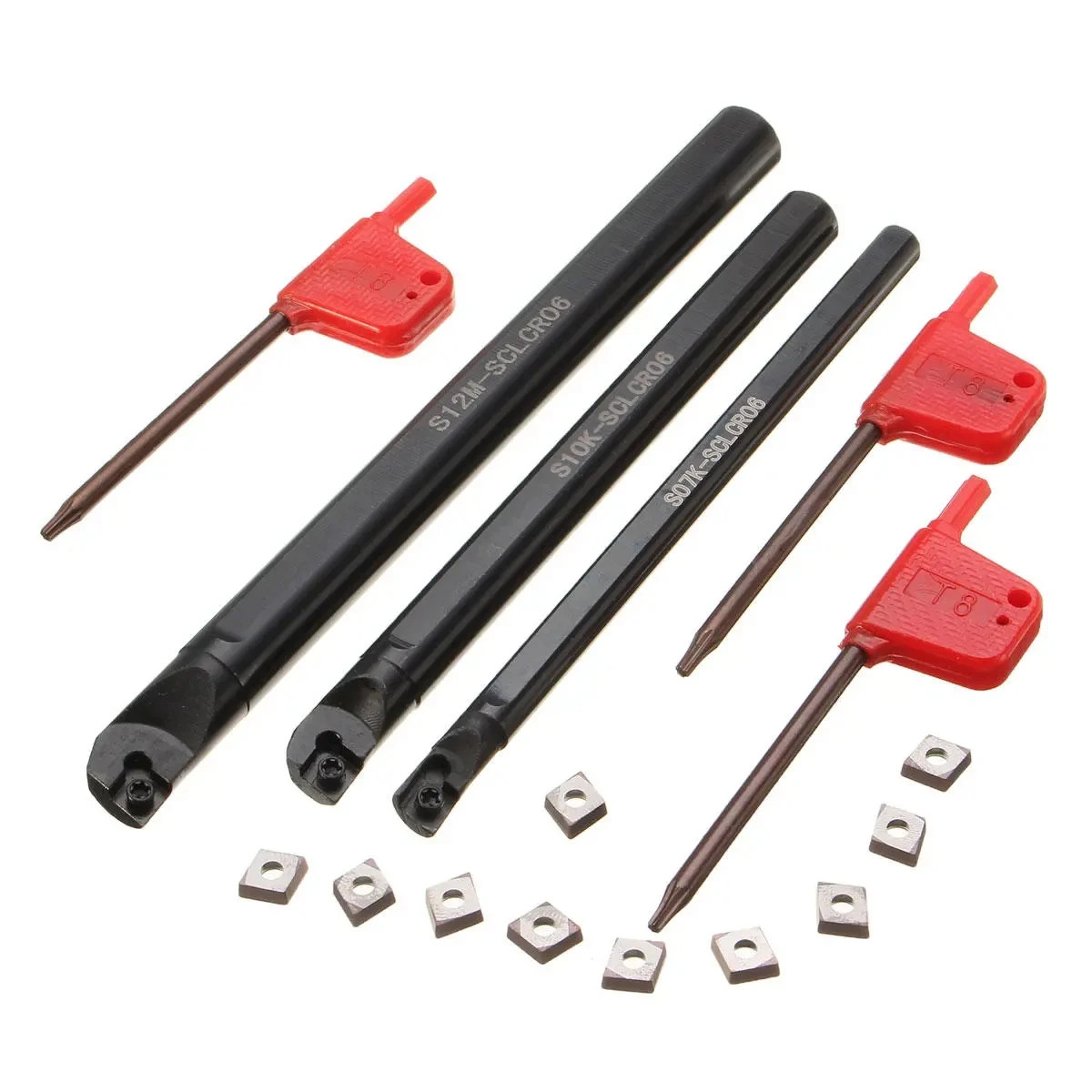 S07K/S10K/S12M-SCLCR06 Lathe CNC Holder Turning Tool Boring Bar 7/10/12mm + 10Pcs CCMT0602 Insert Blades
S07K/S10K/S12M-SCLCR06 Lathe CNC Holder Turning Tool Boring Bar 7/10/12mm + 10Pcs CCMT0602 Insert Blades