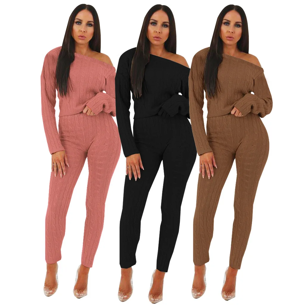 2021 Spring Womans Sweater Knit Top + pants Sets Solid Color Female High-elastic Sweaters 2-piece Suit Casual Night Club Clothes
2021 Spring Womans Sweater Knit Top + pants Sets Solid Color Female High-elastic Sweaters 2-piece Suit Casual Night Club Clothes