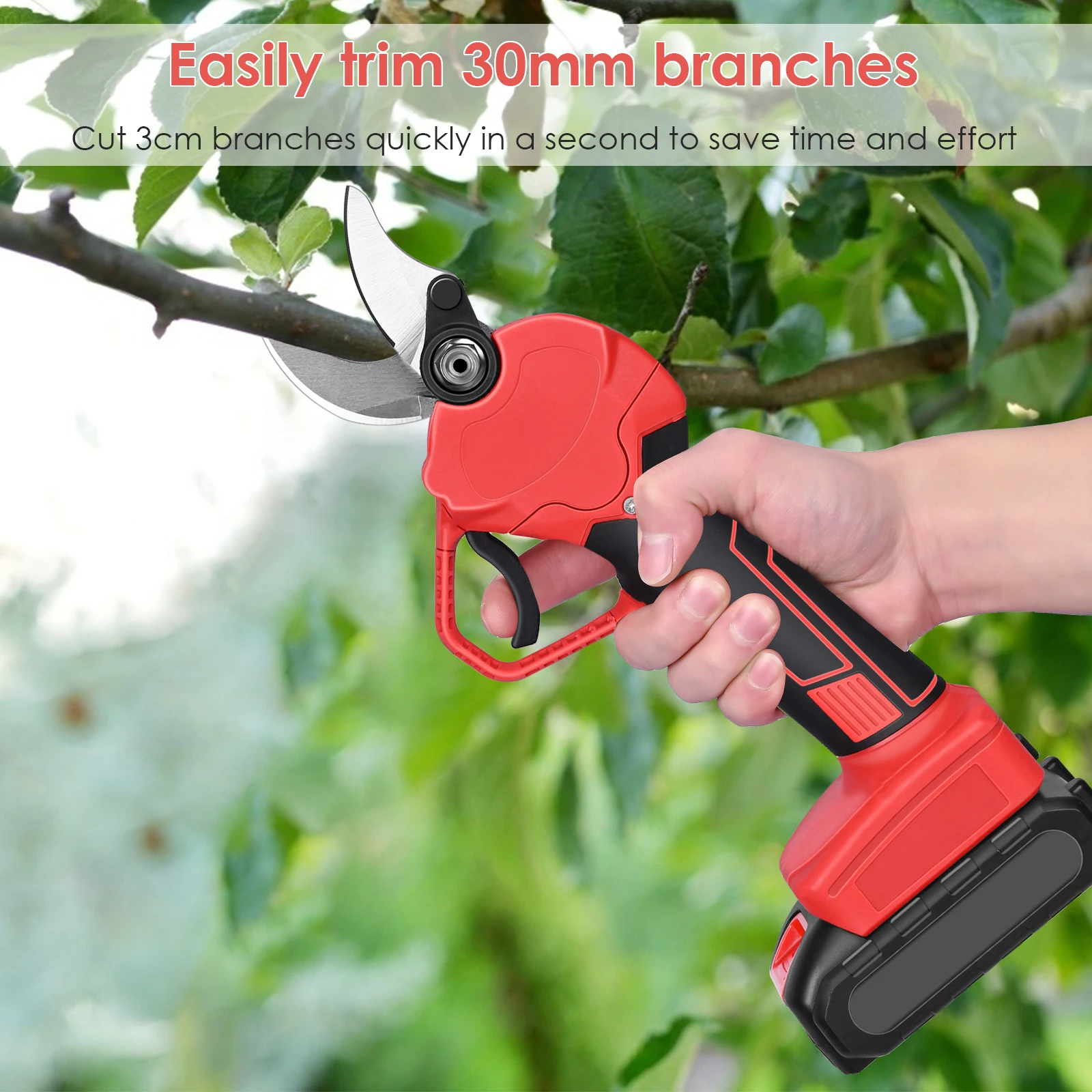 Cordless Electric Pruning Shears Professional Cordless Electric Pruning Pruner Trimmer30mm (1.2 Inch) Cutting Diameter
Cordless Electric Pruning Shears Professional Cordless Electric Pruning Pruner Trimmer30mm (1.2 Inch) Cutting Diameter