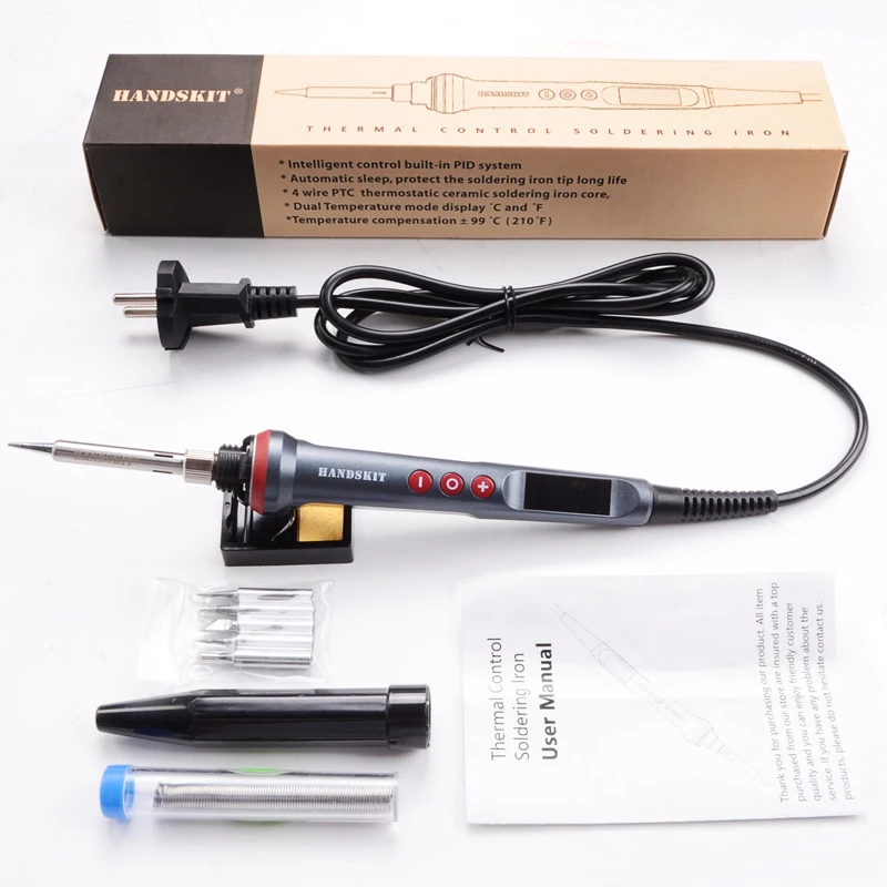 110V/220V 90W LED Handskit Digital Soldering Iron Kit Adjust Temperature Electrical Soldering Iron 4 Wire Core Welding Tools
110V/220V 90W LED Handskit Digital Soldering Iron Kit Adjust Temperature Electrical Soldering Iron 4 Wire Core Welding Tools