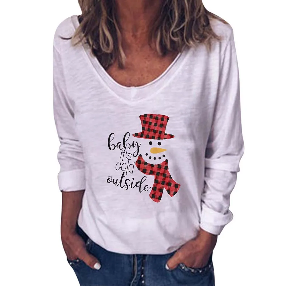 #w Snowman Printed Tshirt Women Autumn V Neck Long Sleeve Outdoor Tunic Casual Female Christmas Tee Tops Plus Size 2020
#w Snowman Printed Tshirt Women Autumn V Neck Long Sleeve Outdoor Tunic Casual Female Christmas Tee Tops Plus Size 2020