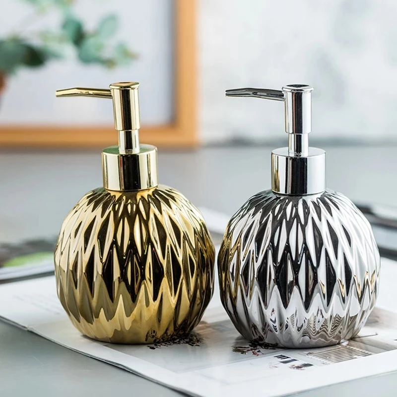 400ml Soap Dispenser Gold Silver Ceramics Pump Bottle Bath Shower Gel Hand washing Shampoo Bottle Toilet Bathroom Accessories
400ml Soap Dispenser Gold Silver Ceramics Pump Bottle Bath Shower Gel Hand washing Shampoo Bottle Toilet Bathroom Accessories