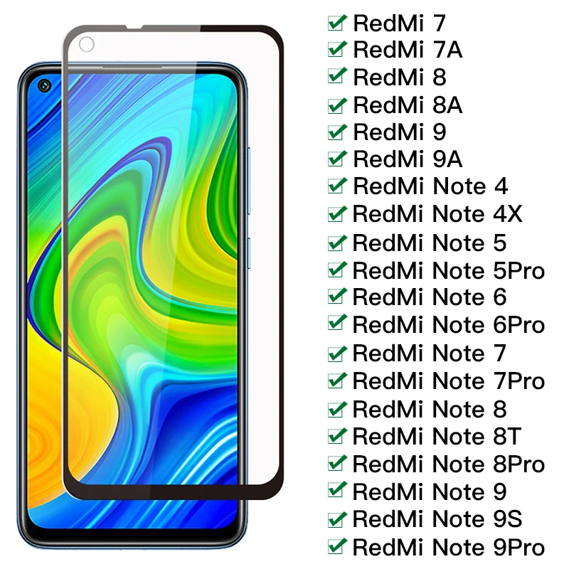 Защитное стекло закаленное 9D для Xiaomi Redmi 7 7A 8 8A 9 9A Note 4 4X 5 6 Pro 9s 8T|Защитные стёкла и