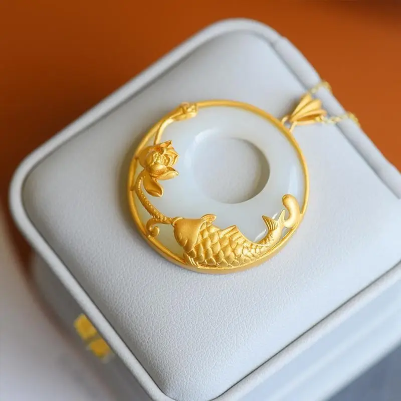 Hetian Jade Sterling Silver Princess Buckle Surplus Year after Year Lotus Fish Shaped Peace Buckle Exquisite Refined Grace
Hetian Jade Sterling Silver Princess Buckle Surplus Year after Year Lotus Fish Shaped Peace Buckle Exquisite Refined Grace